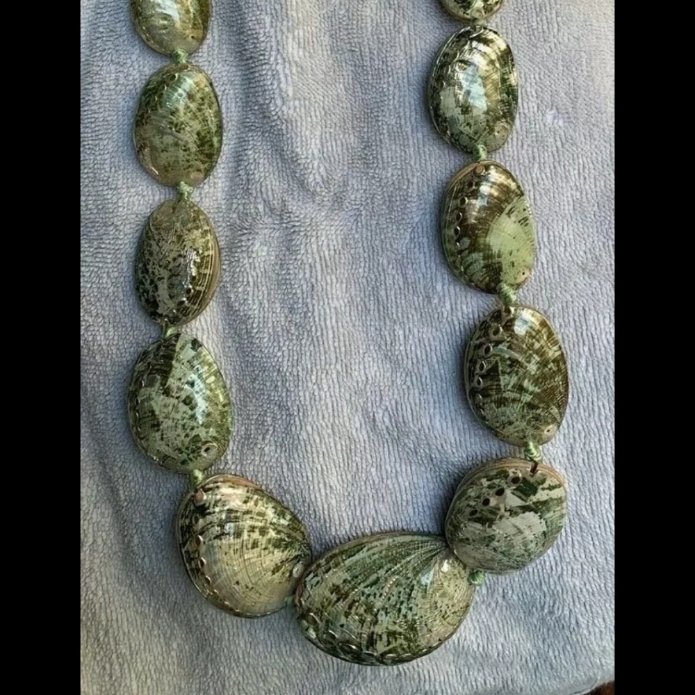Abalone Beautiful 23 Real Baby 2 sided Shells Necklace 34" Lot 8